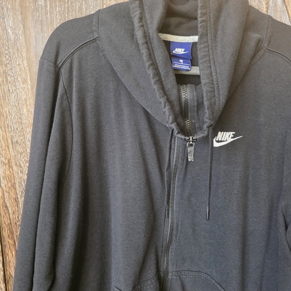 Nike Sweatshirt Women's Size 2X Black Funnel‎ Neck Zippered Jacket Activewear - Picture 2 of 7